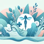 An informative and serene banner depicting women's health for a blog post titled 'Common Reasons to See a Gynecologist You Need to Know,' featuring gentle blues and greens, a medical cross, a stethoscope, and a stylized female figure, symbolizing empowerment and care in gynecological services.